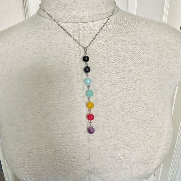 Long beaded chakra pendant necklace - Picture 1 of 12